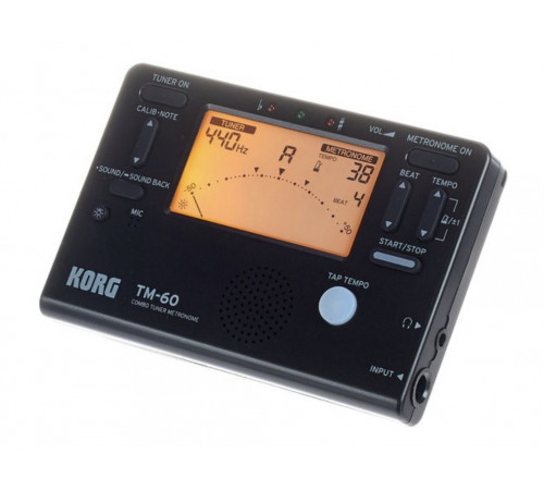 Korg TM-60C BK Black Тюнер со встроенным метрономом и микрофоном-прищепкой